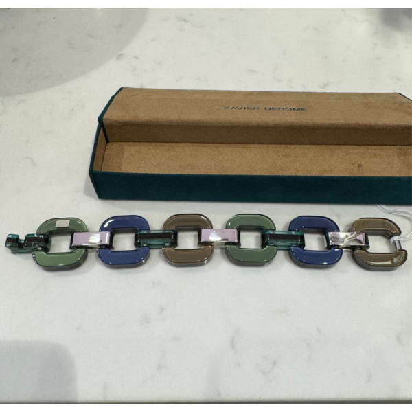XAVIER-DEROME Gourmette M Link Bracelet in Blue/Mink/Sage