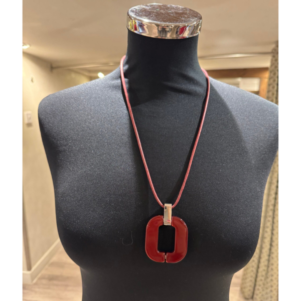 XAVIER-DEROME Red Cord Blue Pendant