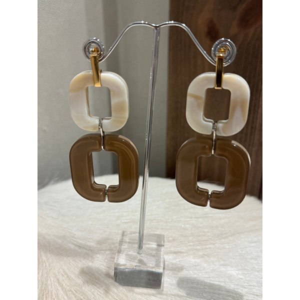 XAVIER-DEROME Double Earrings Cream/Camel