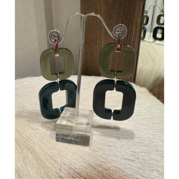 XAVIER-DEROME Double Earrings Sage/Petrol