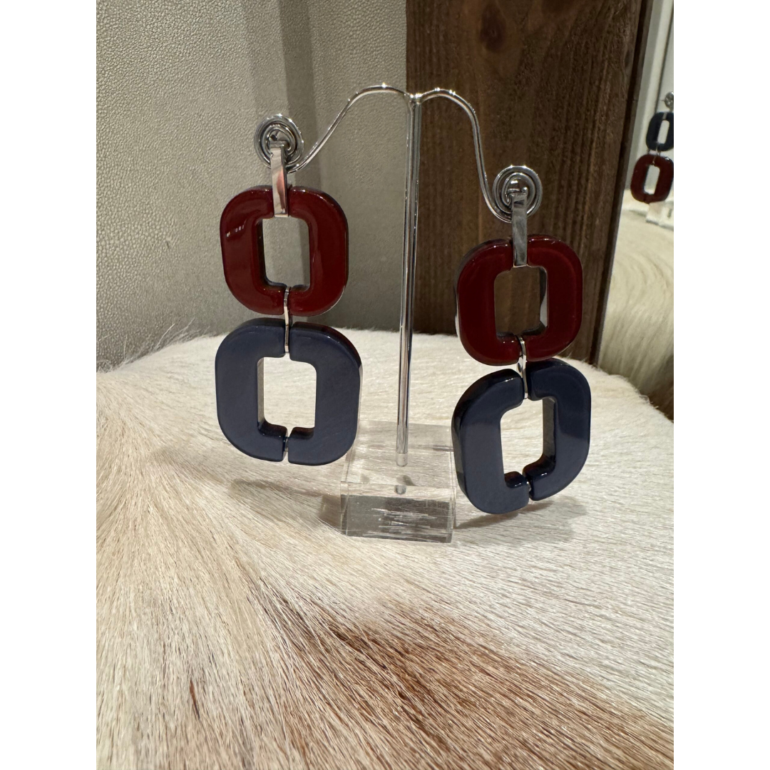 XAVIER-DEROME Double Earrings Blue/Red