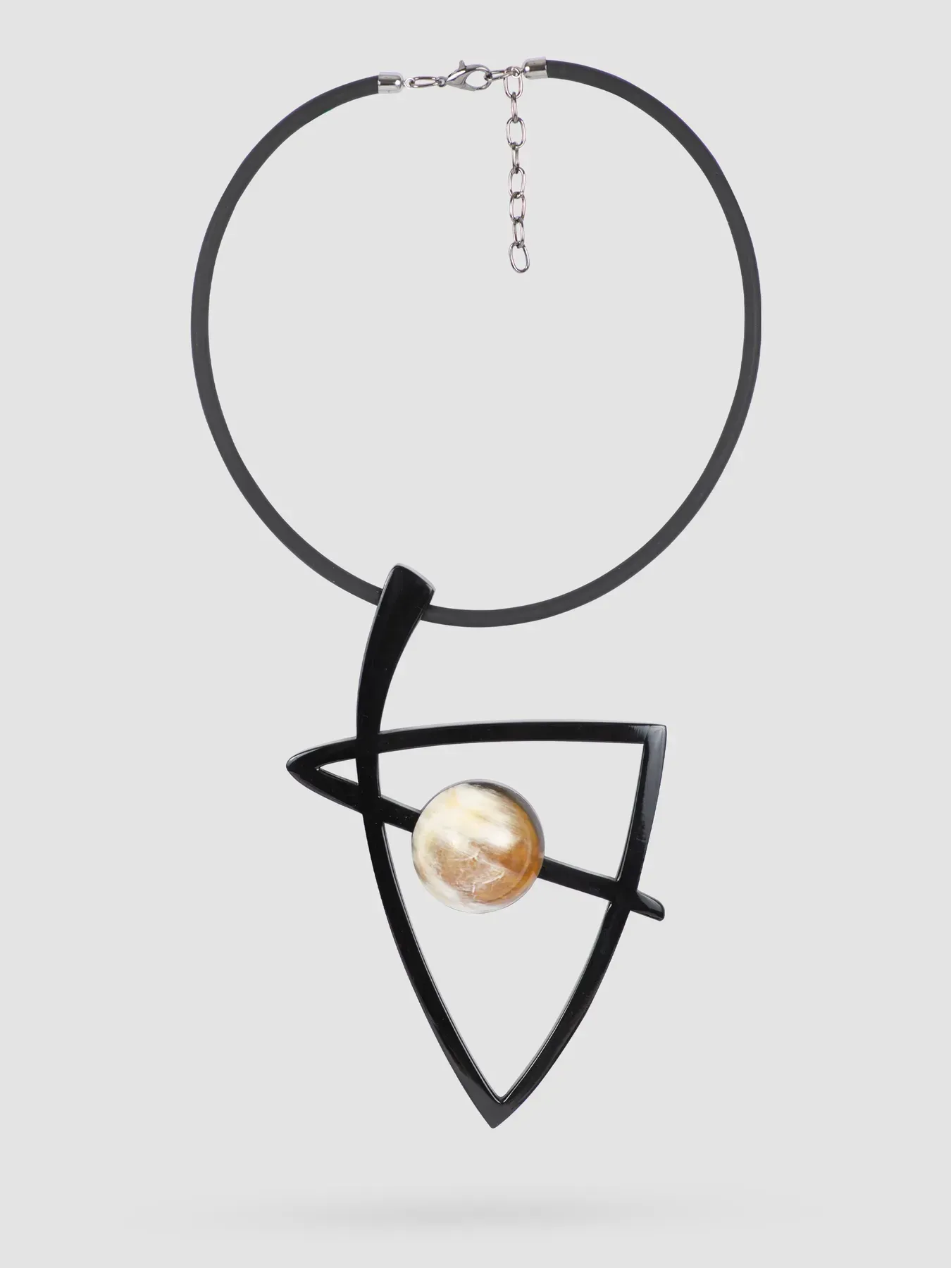 Indira Buffalo Horn And Resin Short Necklace Black/Taupe - Image 2