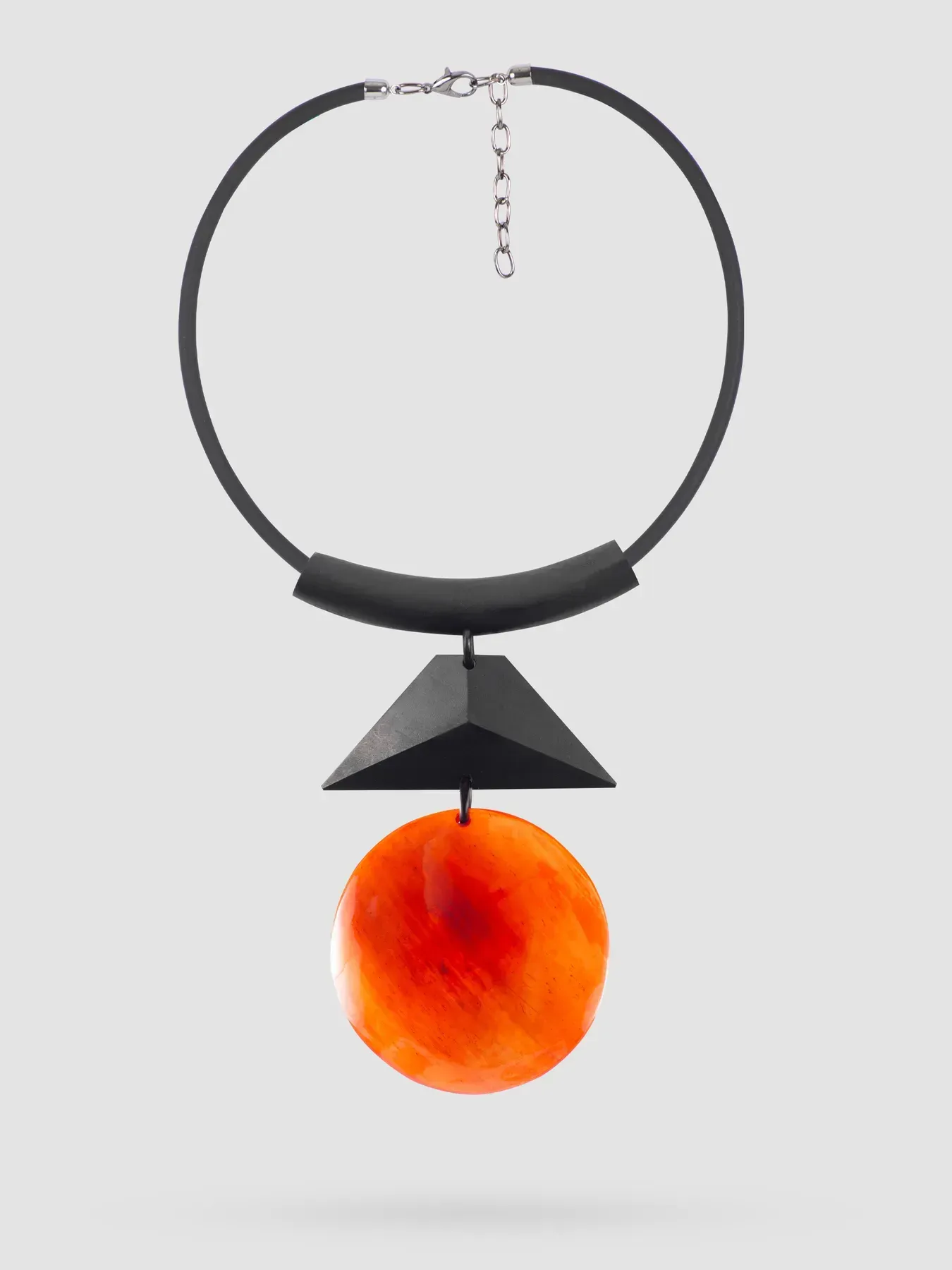 Indira Dyed Horn And Mango Wood Necklace In Orange And Black - Image 2