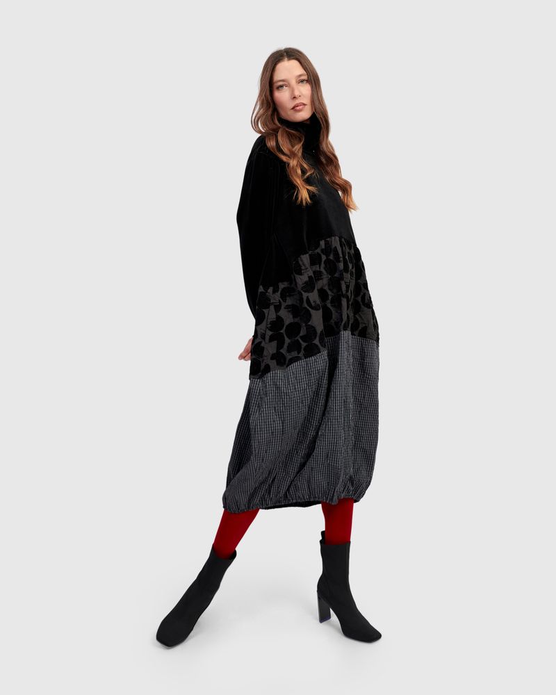 Alembika Velvet Mix Cowl Neck Bubble Dress - Image 2