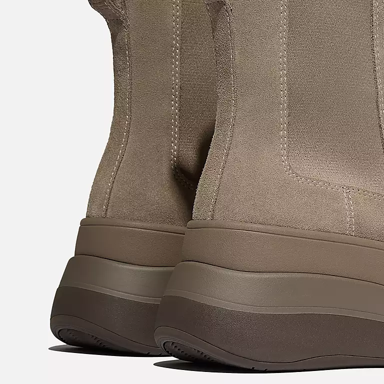 Fitflop F-Mode Stack Suede Chelsea Boots in Taupe - Image 3