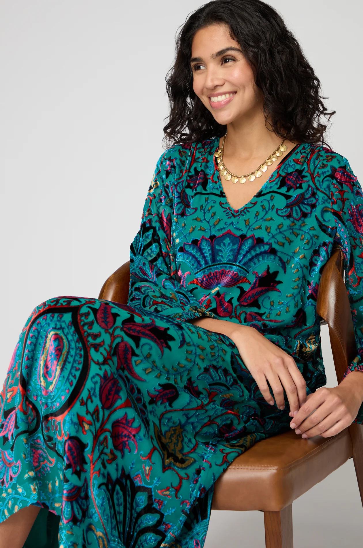 Sahara Winter Paisley Devore Dress Multi - Image 2