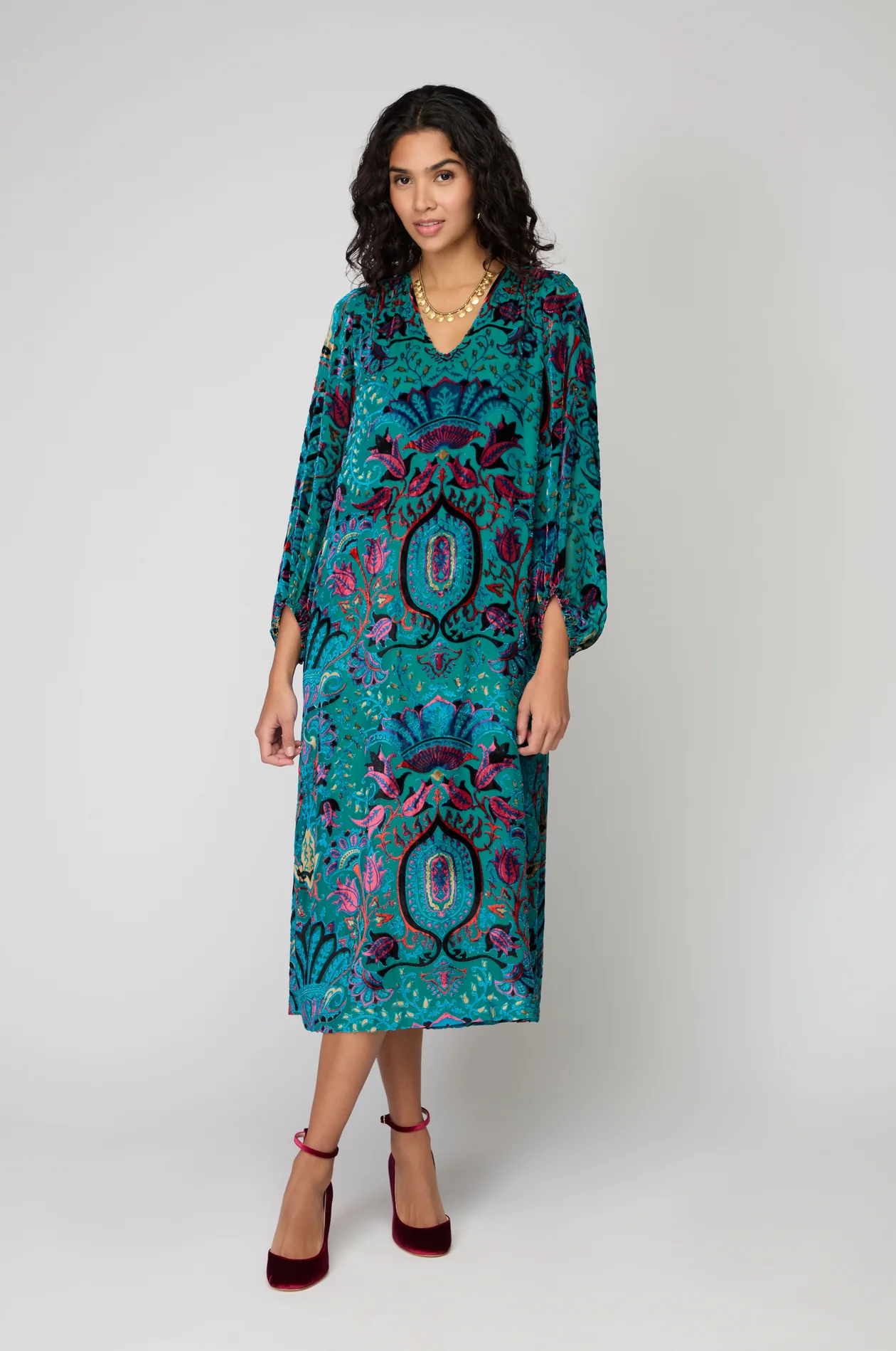 Sahara Winter Paisley Devore Dress Multi - Image 3