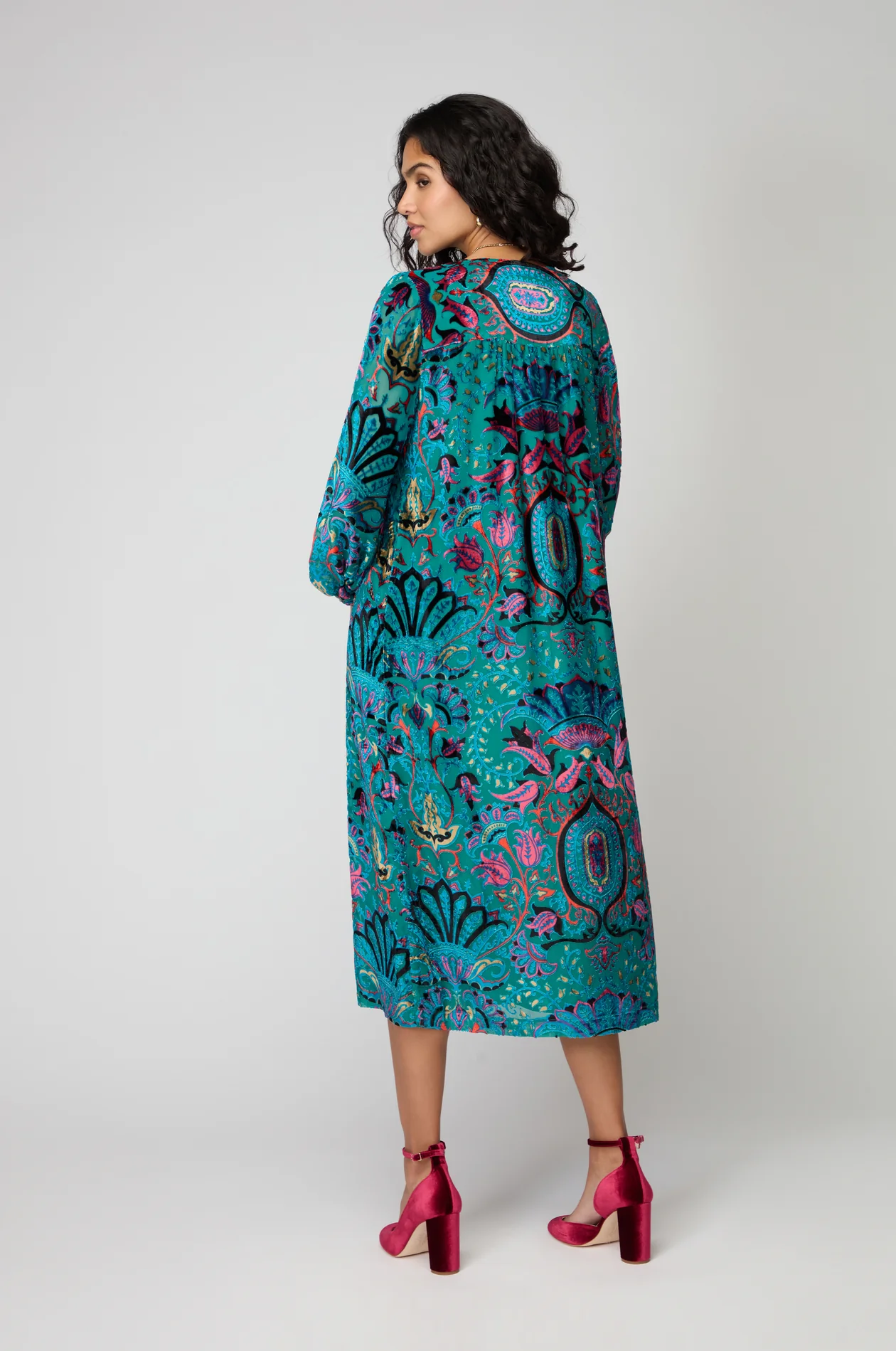Sahara Winter Paisley Devore Dress Multi - Image 4