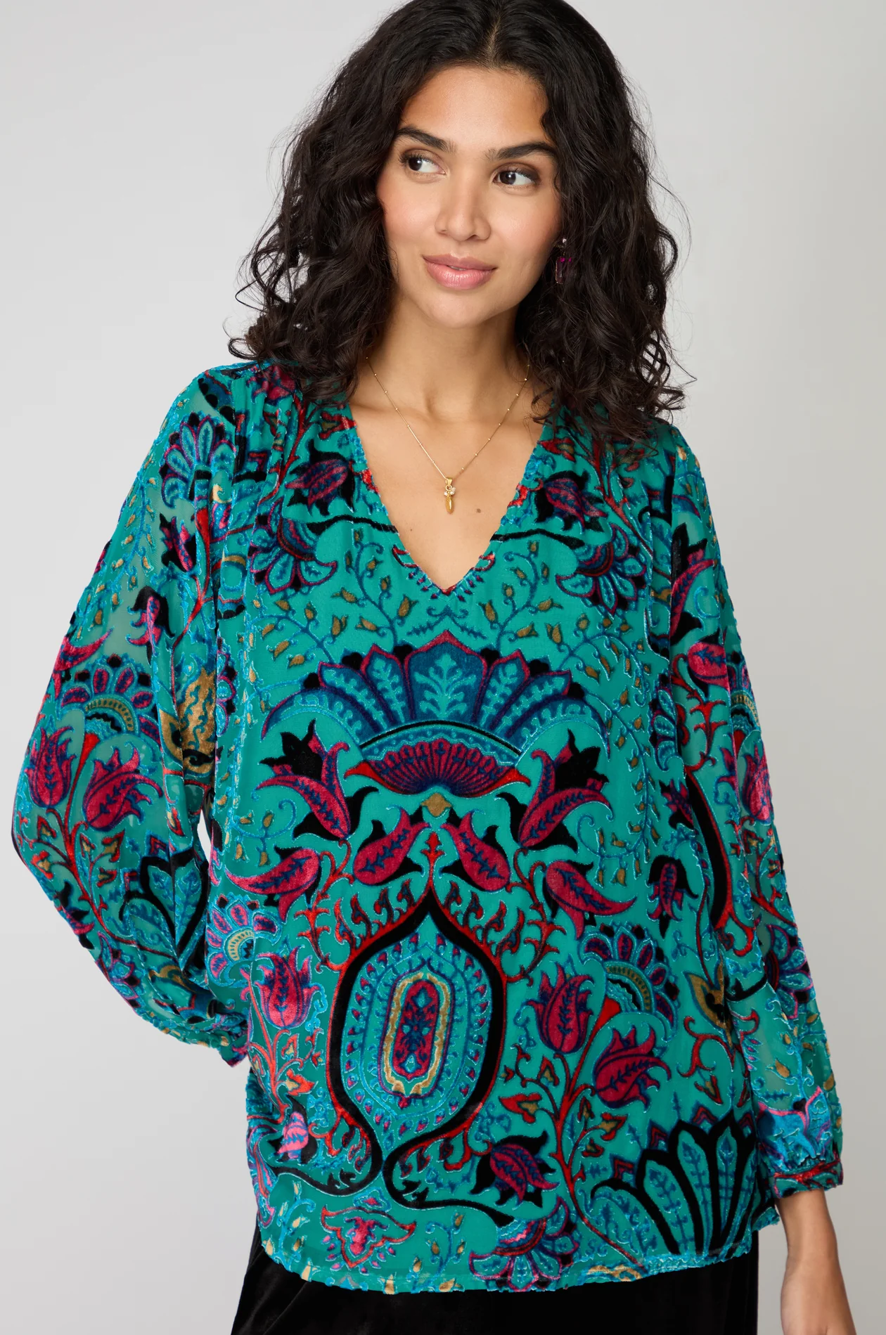 Sahara Winter Paisley Devore Top Multi - Image 7