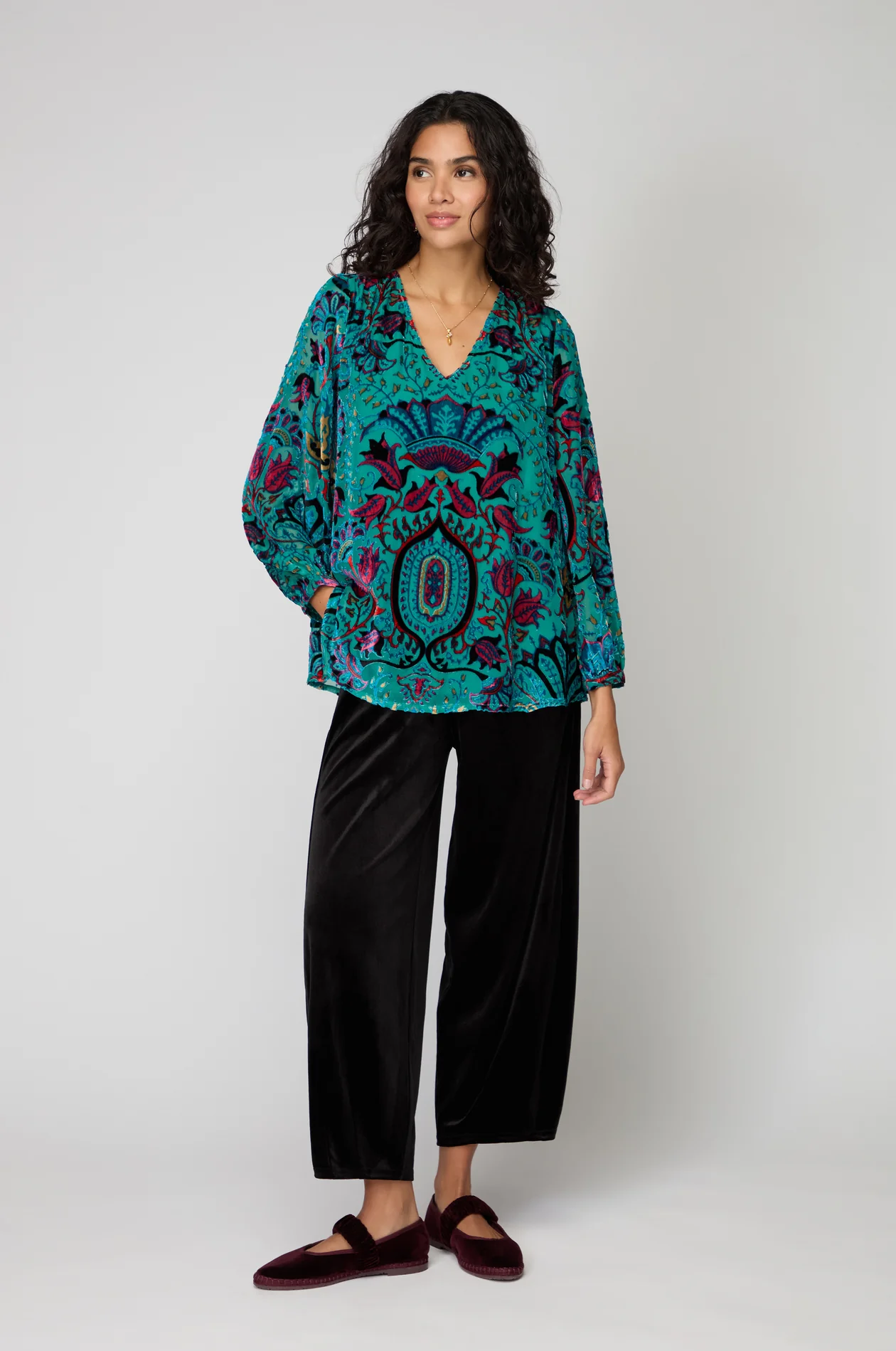 Sahara Winter Paisley Devore Top Multi - Image 3