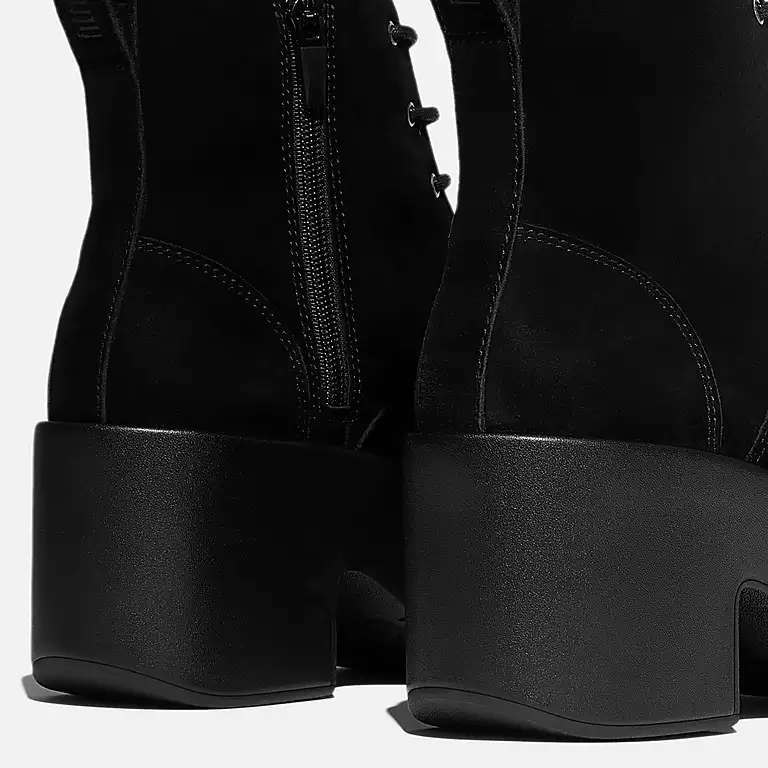Fitflop Platform Suede Heeled Lace-Up Boots In Black - Image 3
