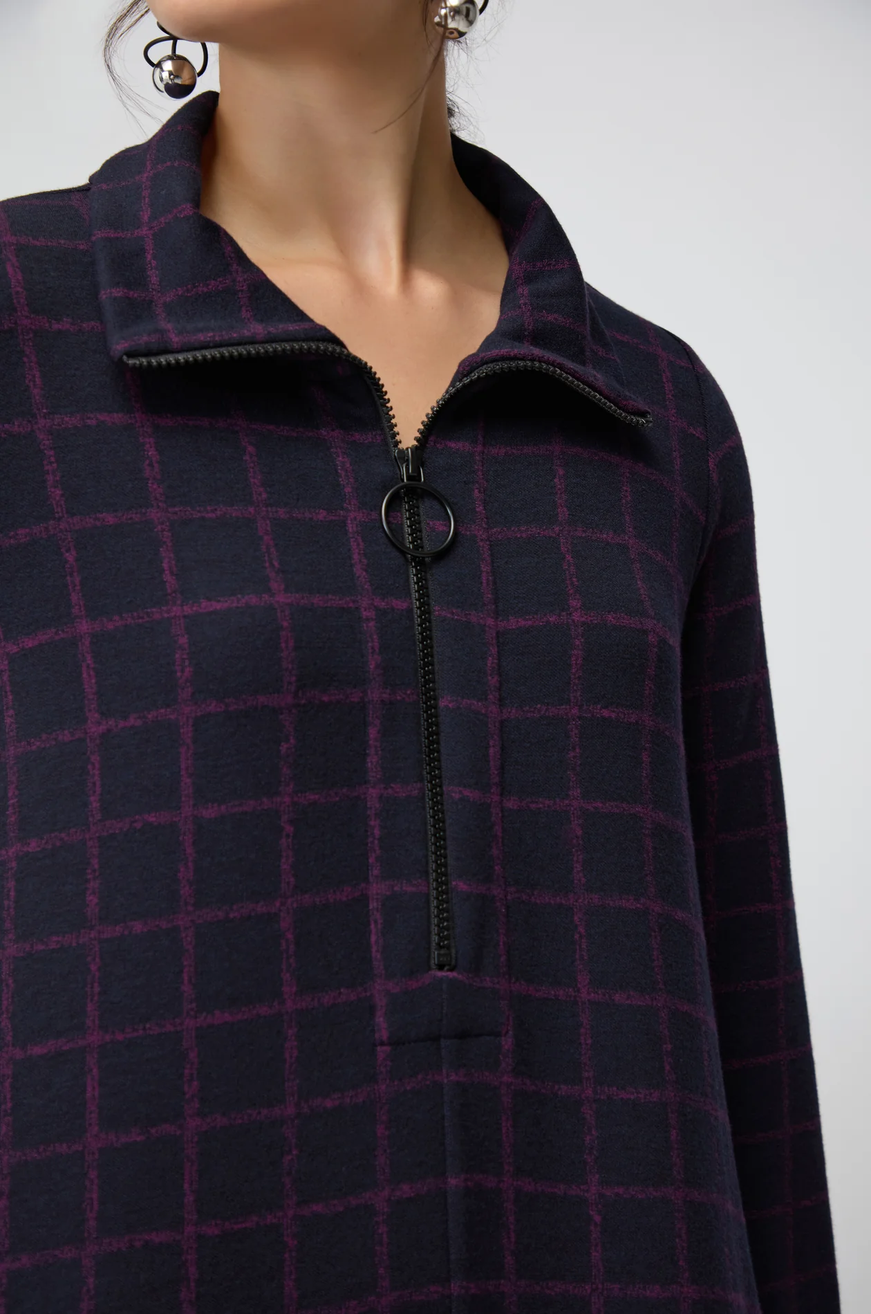 Sahara Small Broken Check Zip Bubble Dress In Night/Plum - Image 4