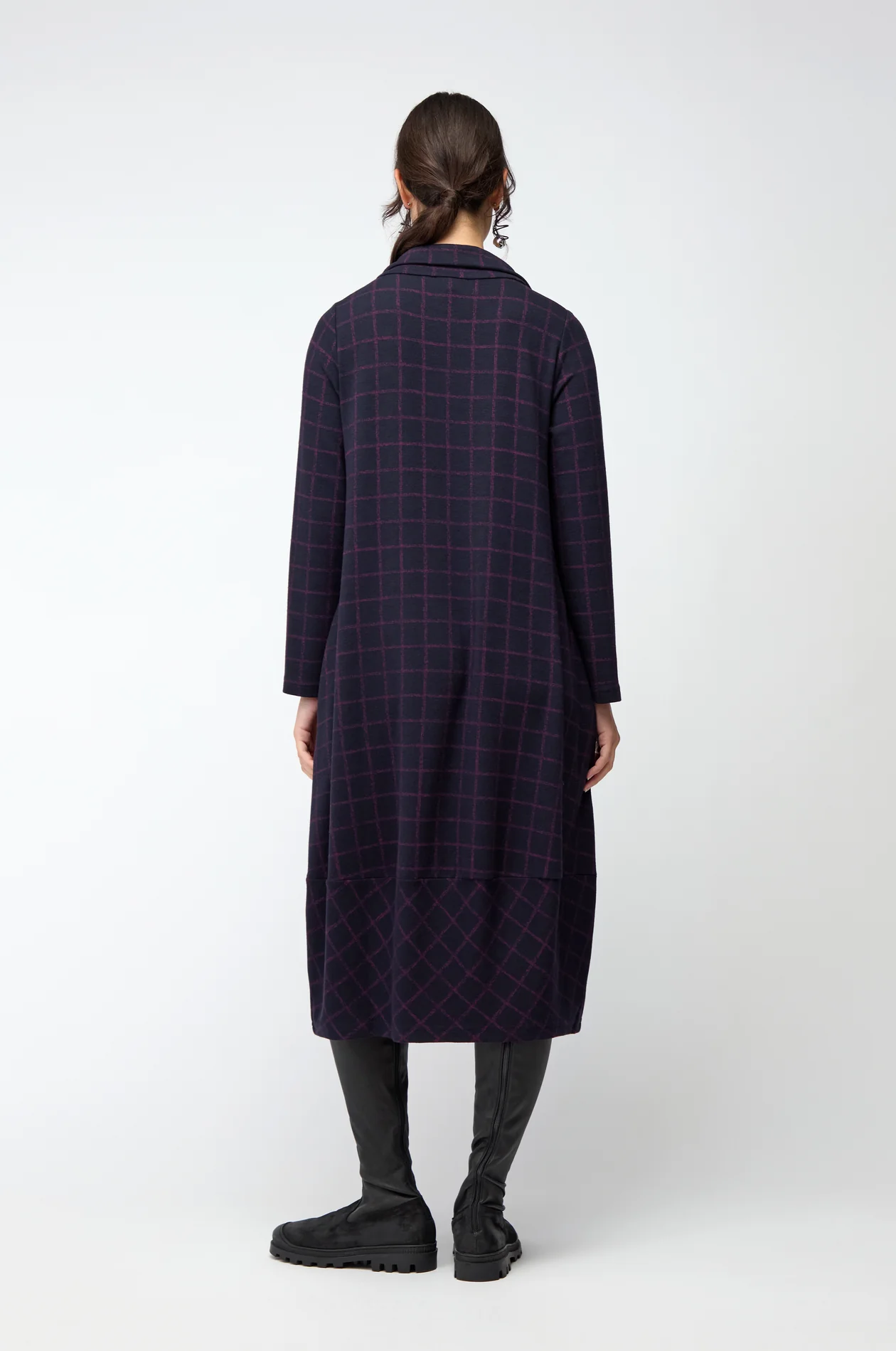 Sahara Small Broken Check Zip Bubble Dress In Night/Plum - Image 5