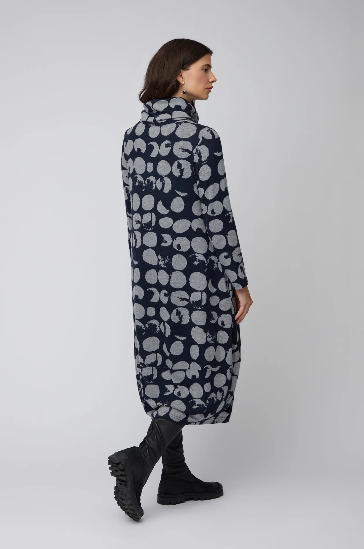 Sahara Textured Brushed Spot Jersey Bubble Dress In Night/Dove - Image 5