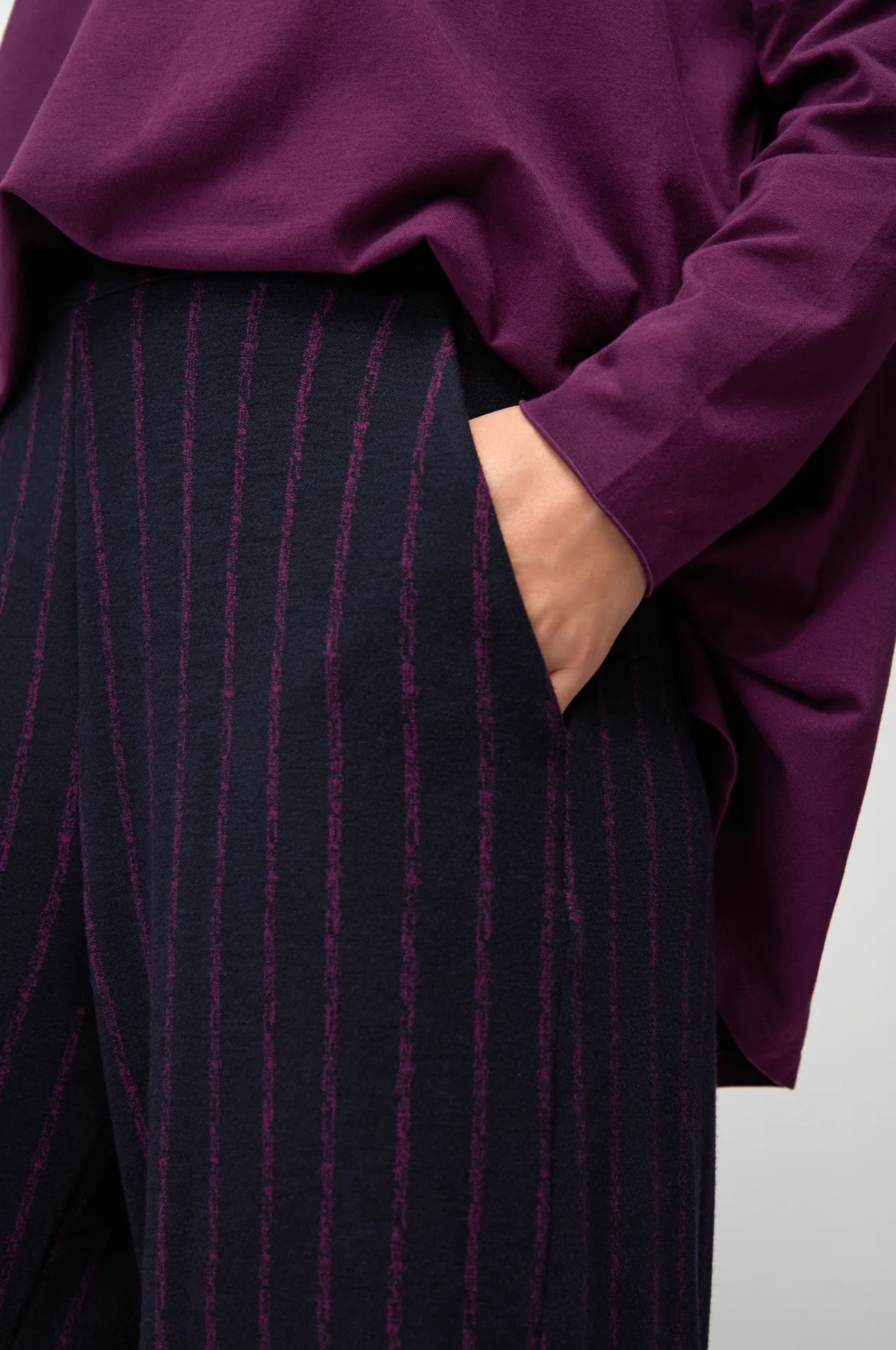Sahara Small Broken Stripe Bubble Trouser In Night/Plum - Image 5