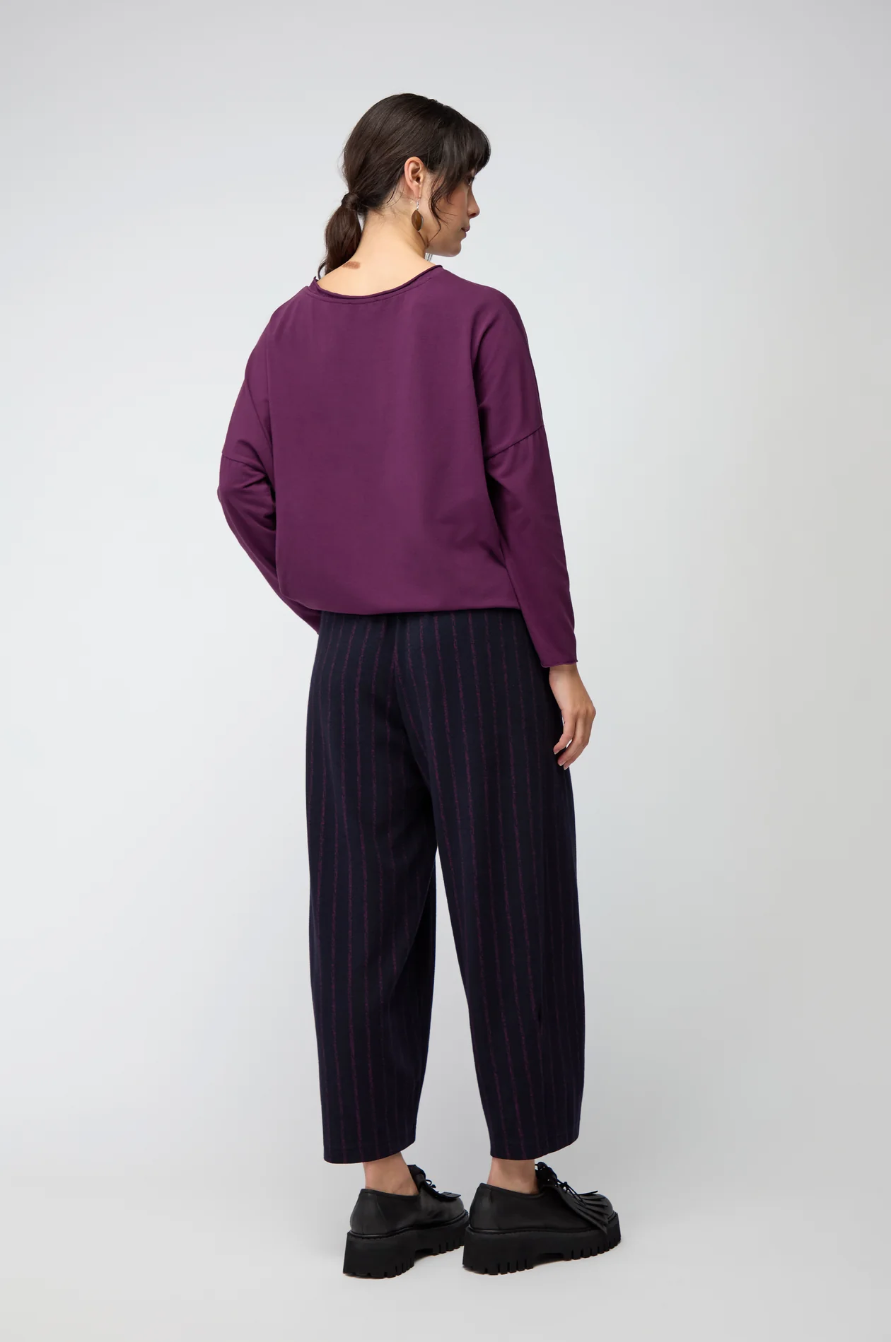 Sahara Small Broken Stripe Bubble Trouser In Night/Plum - Image 4