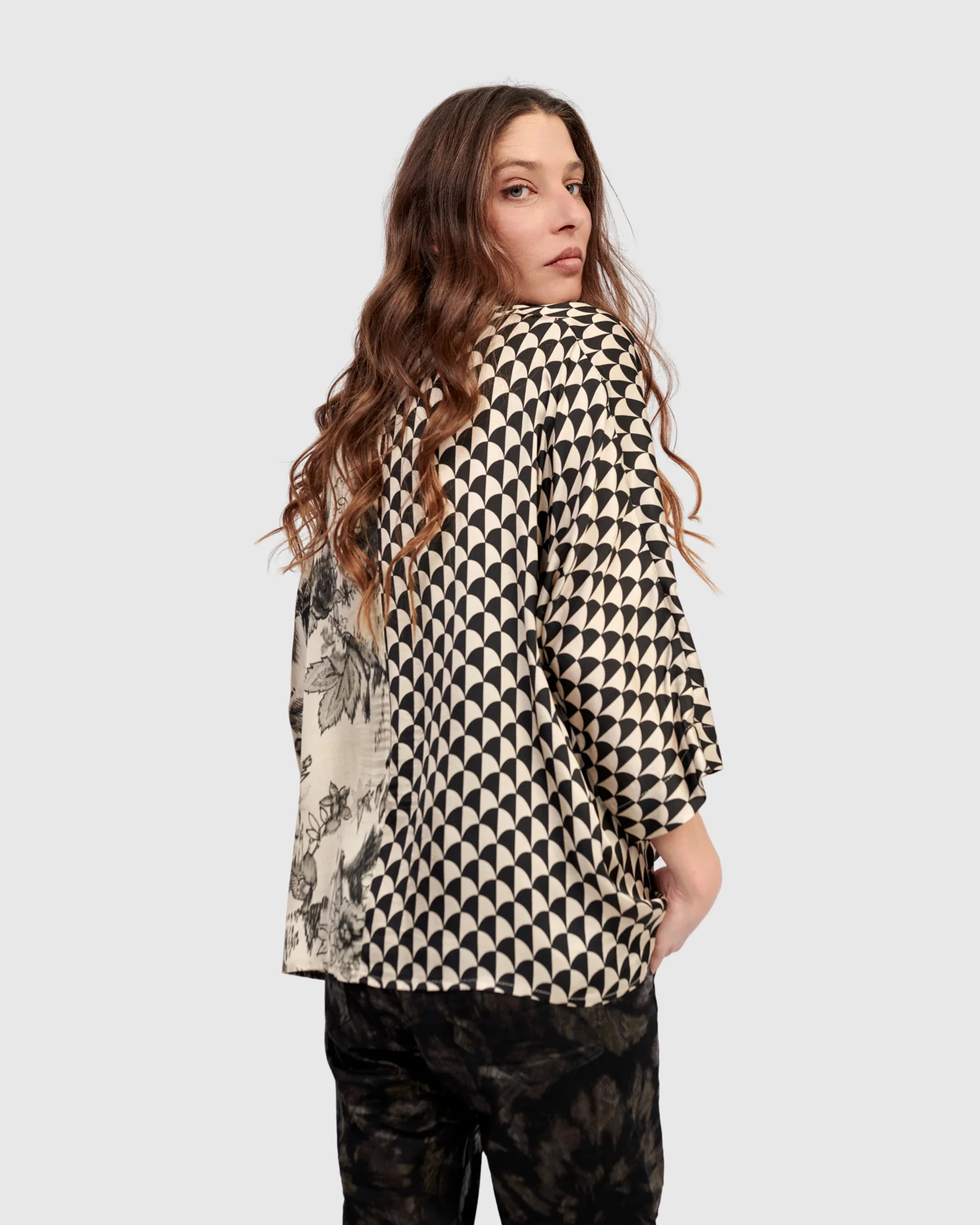 Alembika Black and Ivory Multi Print Top - Image 4
