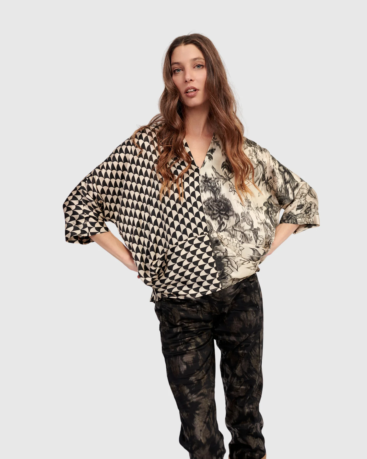 Alembika Black and Ivory Multi Print Top - Image 6