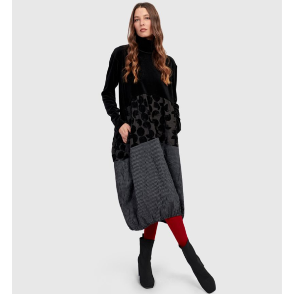 Alembika Velvet Mix Cowl Neck Bubble Dress