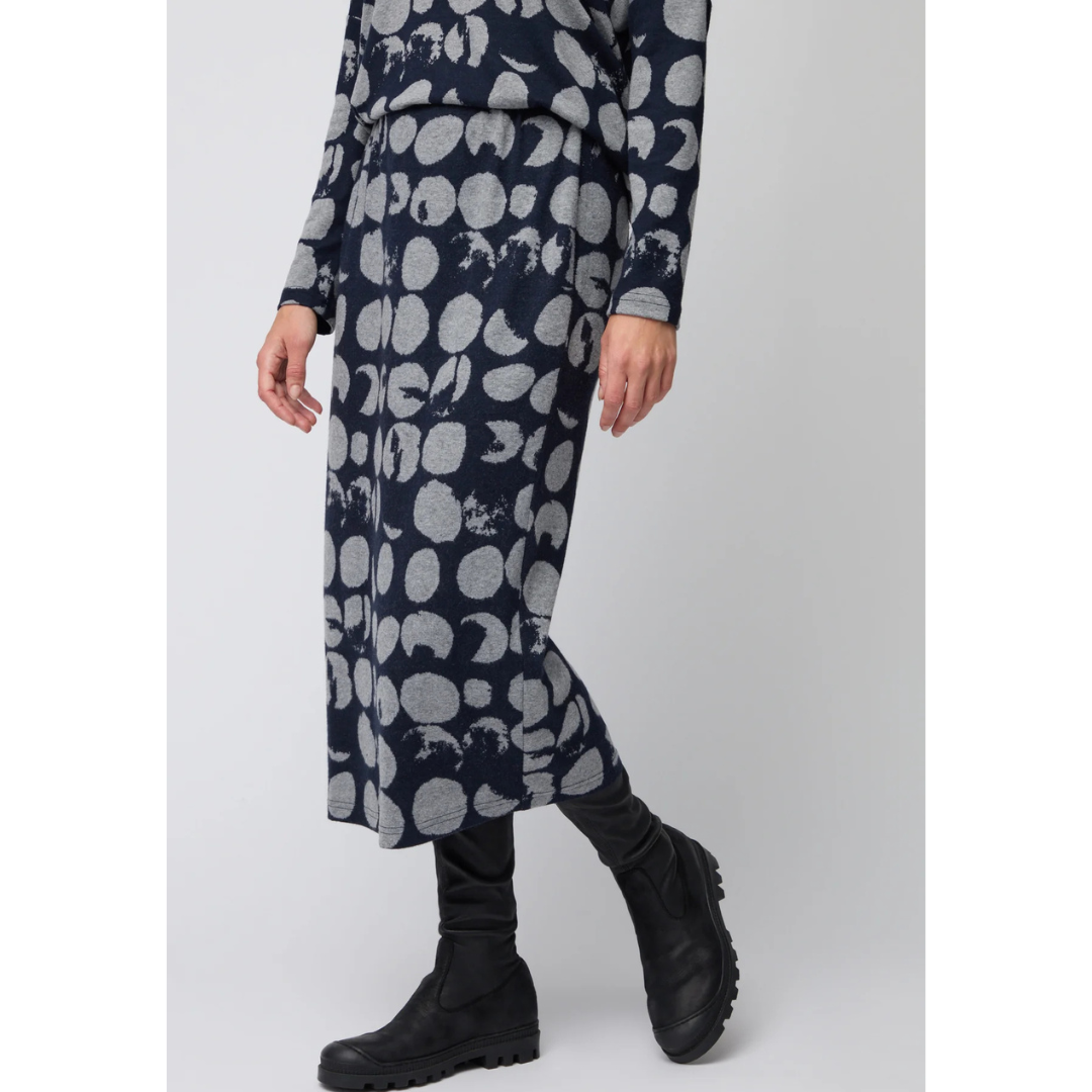 Sahara Textured Brushed Spot Jersey Tube Skirt In Night/Dove