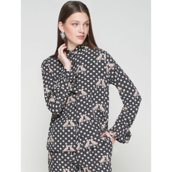 Vilagallo Shirt With Leopards And Stars In Black