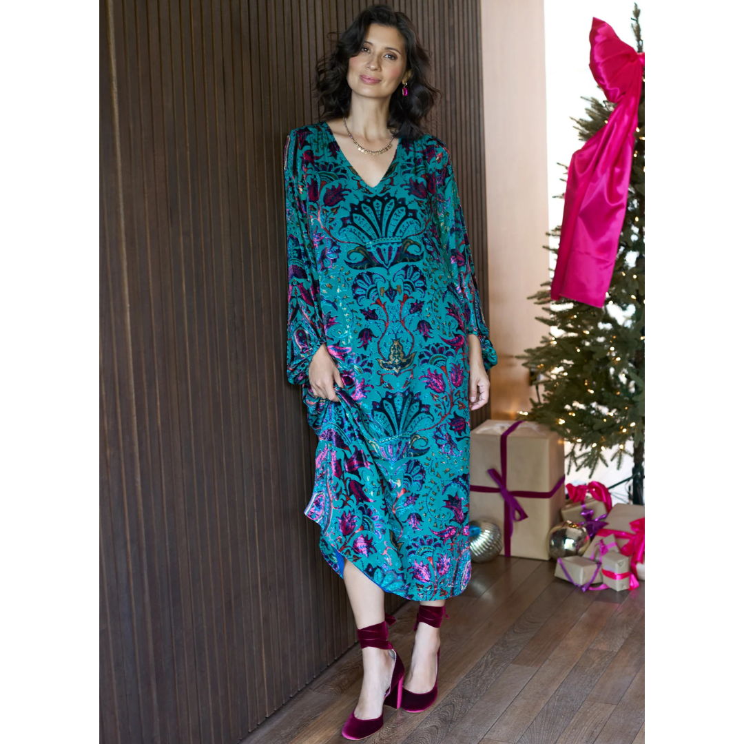 Sahara Winter Paisley Devore Dress Multi