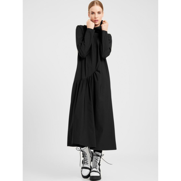 Elsewhere Draped High Neckline Dress in Black