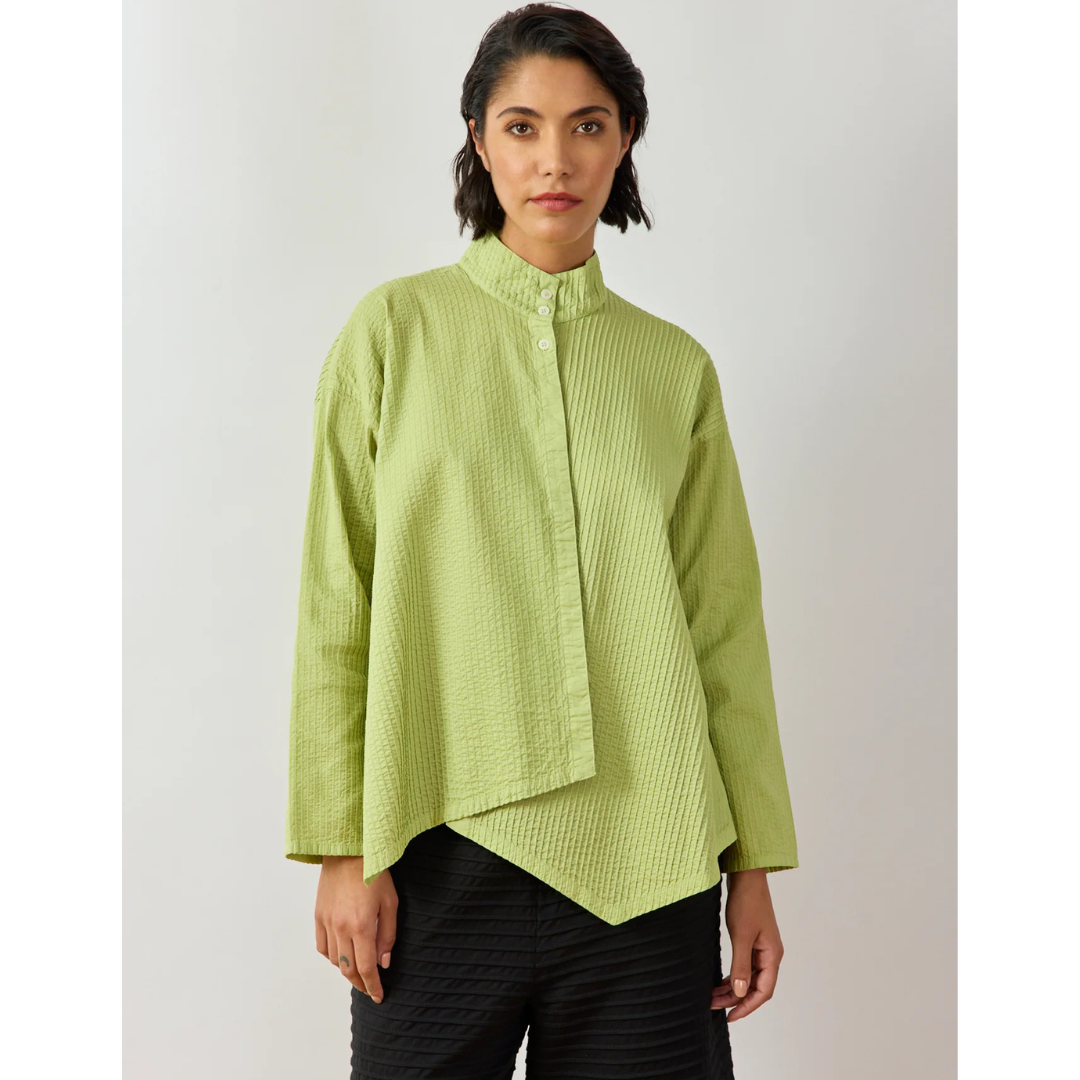 Yacco Maricard Asymmetric Lawn Shirt in Pale Lime