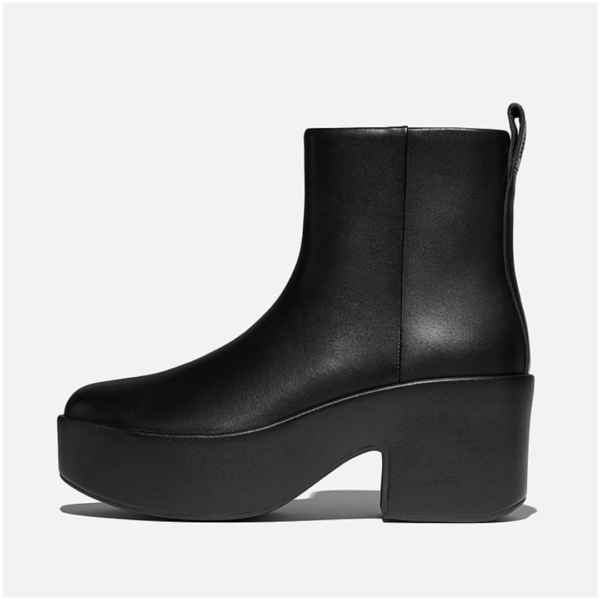 Fitflop Platform Leather Heeled Ankle Boots in Black