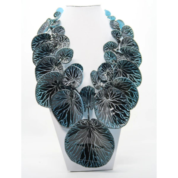 Jianhui Coccoloba Leaf Necklace Black And Turq