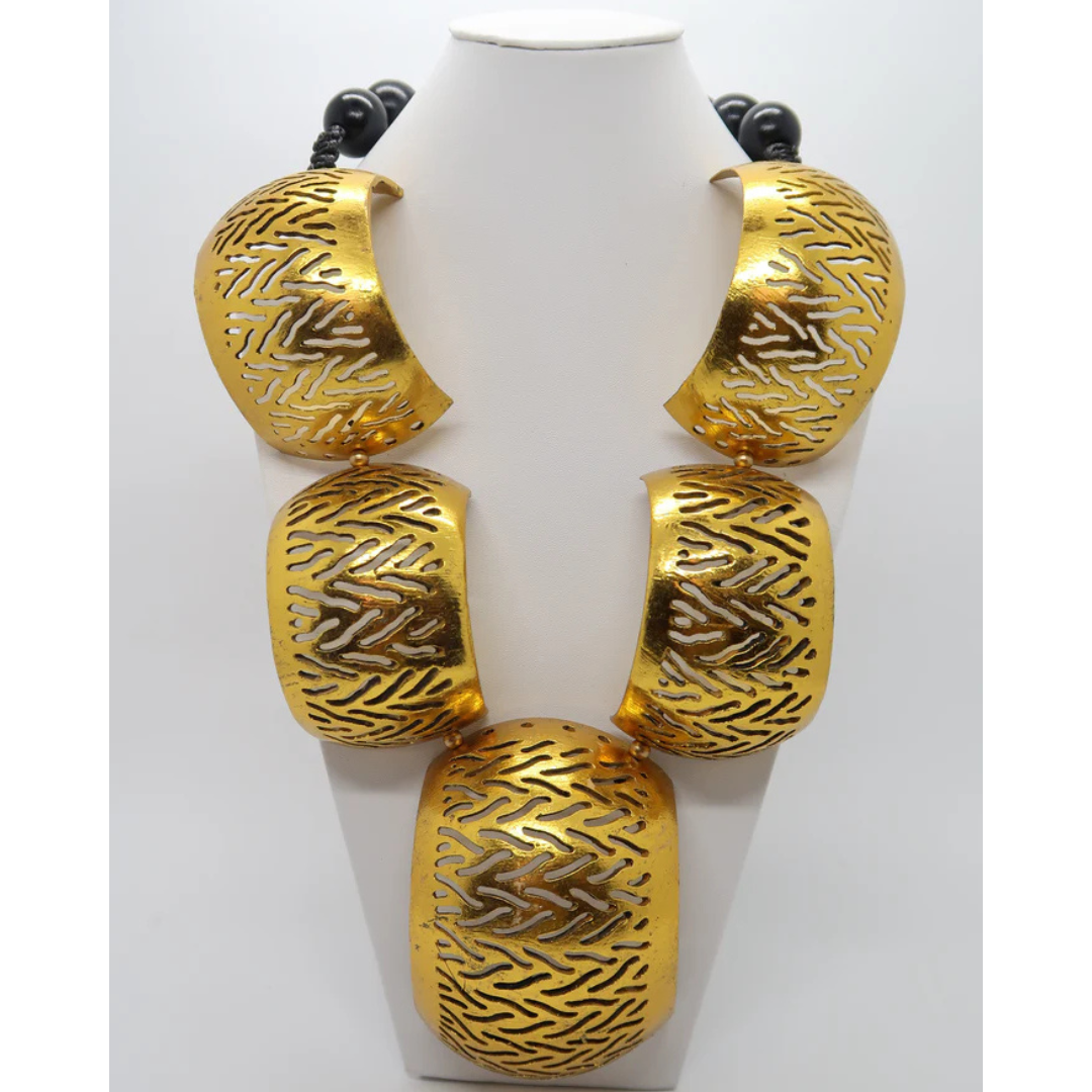 Jianhui Carved and Hand Gilded Gold Statement Necklace