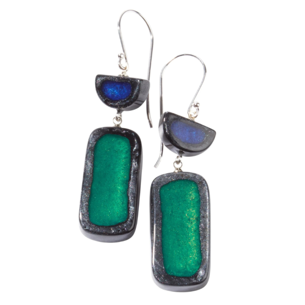 Zsiska Rectangle Drop Earrings In Grey Multi