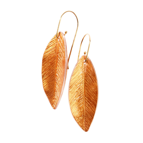 Zsiska Leaf Drop Earrings In Copper