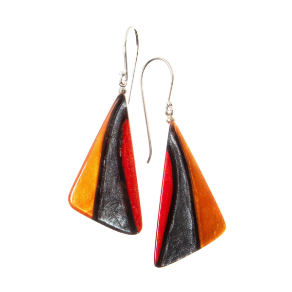 Prue By Zsiska Sir3 Drop Earings In Red/Grey/Orange