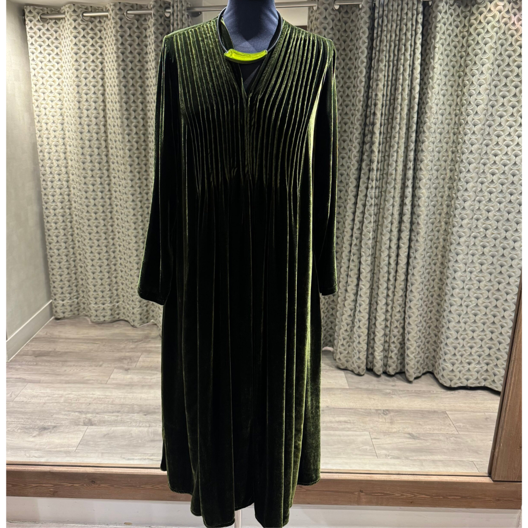 Grizas Velvet Dress In Dark Green