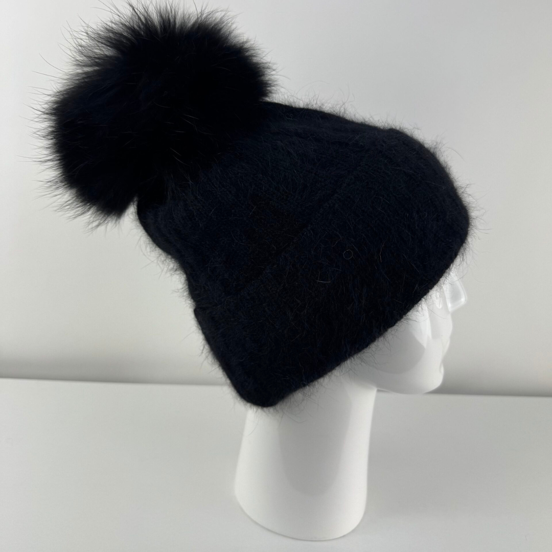 Rabionek Fur Pom Pom Hat In Black