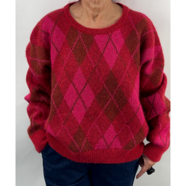 KnitKnit Short Sweater Rombi Red/Fuchsia