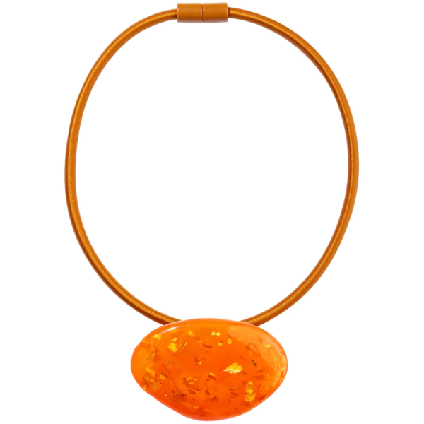 Prue By Zsiska Necklace Copper Orange Pebble