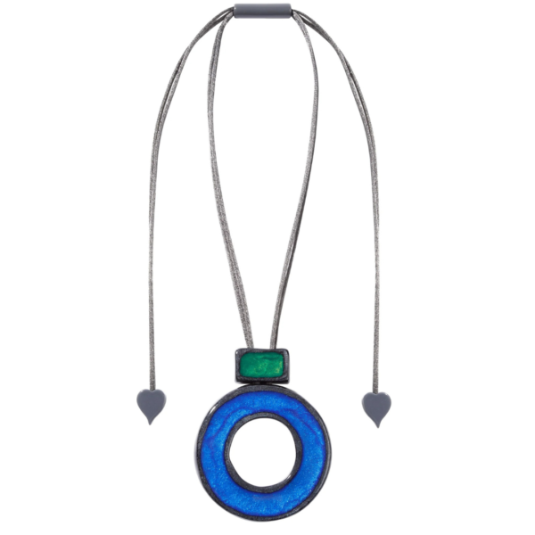 Zsiska Long Adjustable Grey/Blue Hoop Pendant