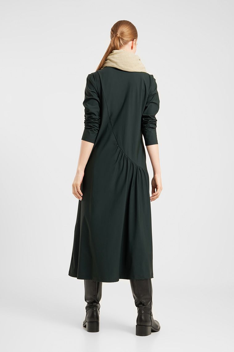 Elsewhere Draped High Neckline Dress in Black - Image 3