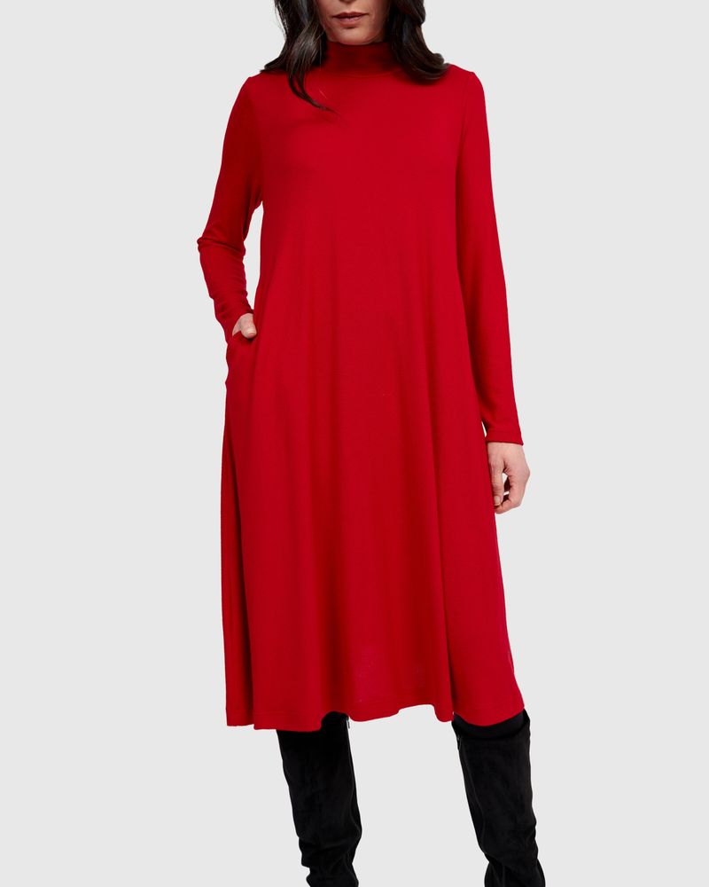 Alembika Red High Neck Jersey Dress - Image 9