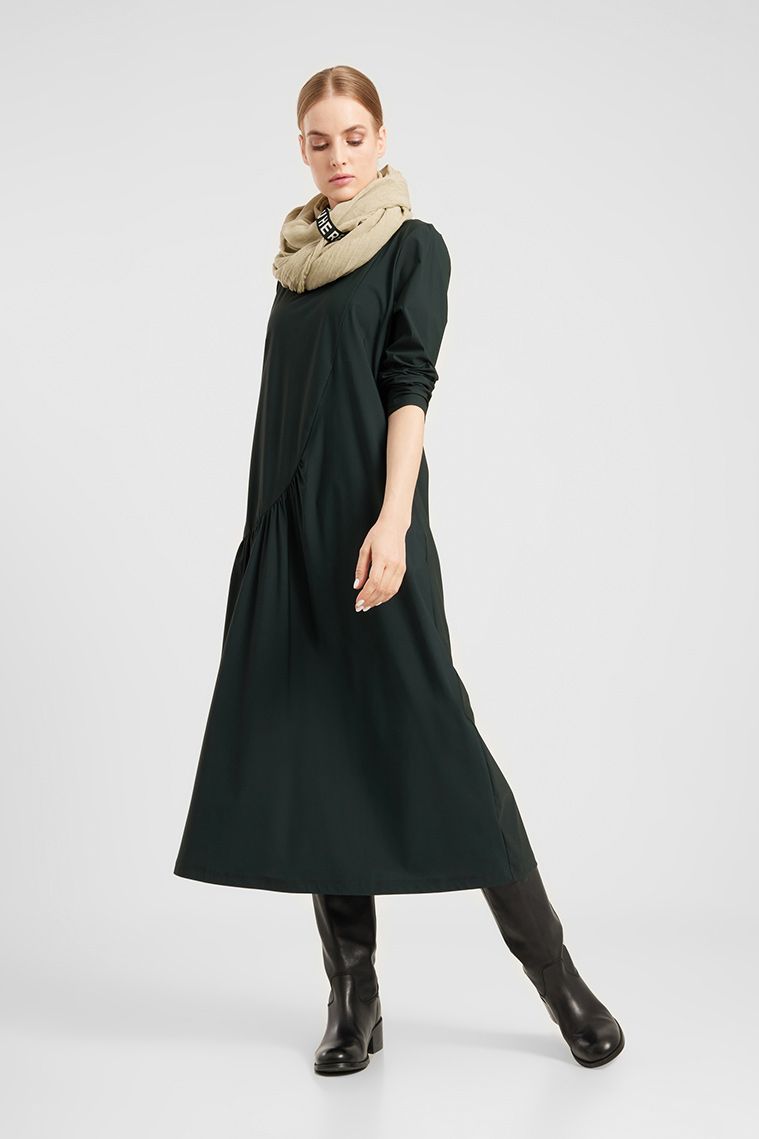 Elsewhere Draped High Neckline Dress in Black - Image 2