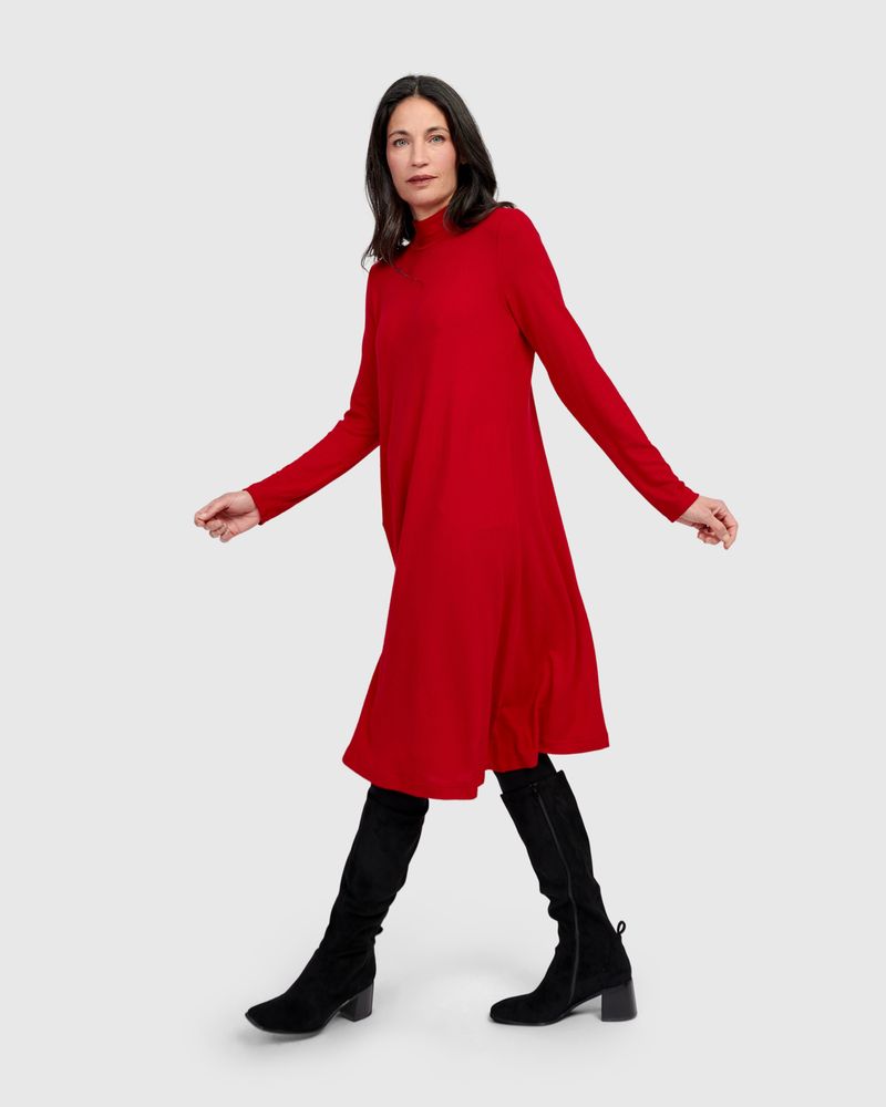 Alembika Red High Neck Jersey Dress - Image 5