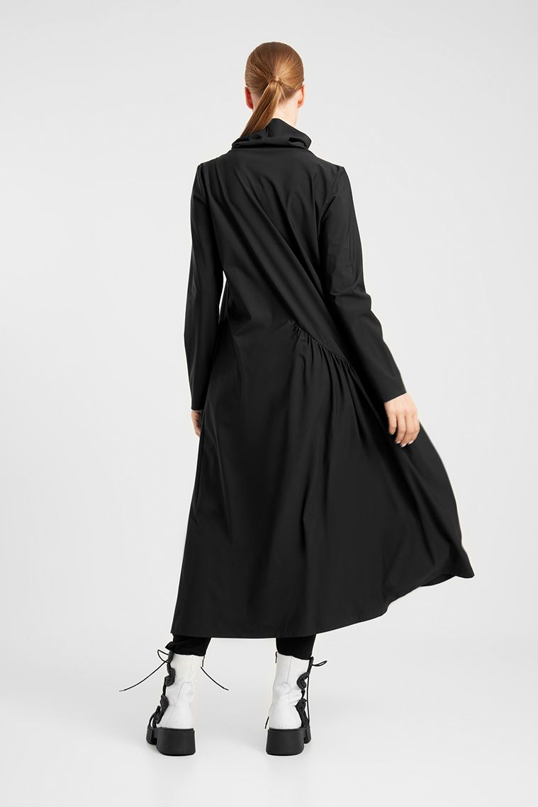 Elsewhere Draped High Neckline Dress in Black - Image 4