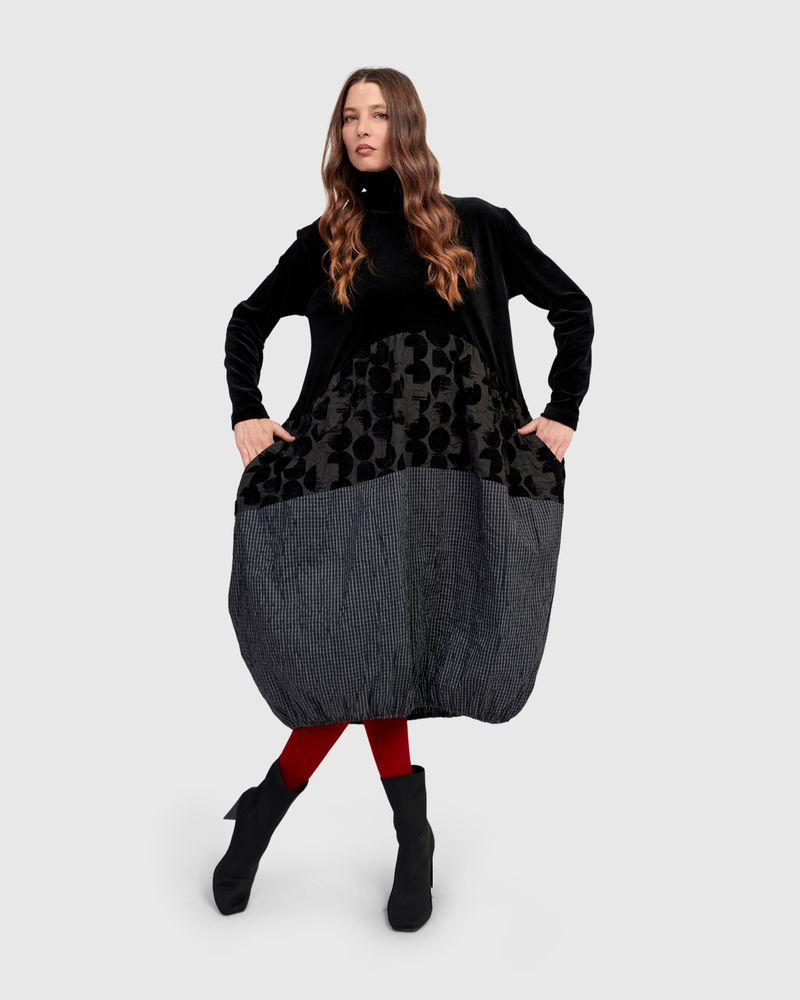 Alembika Velvet Mix Cowl Neck Bubble Dress - Image 3