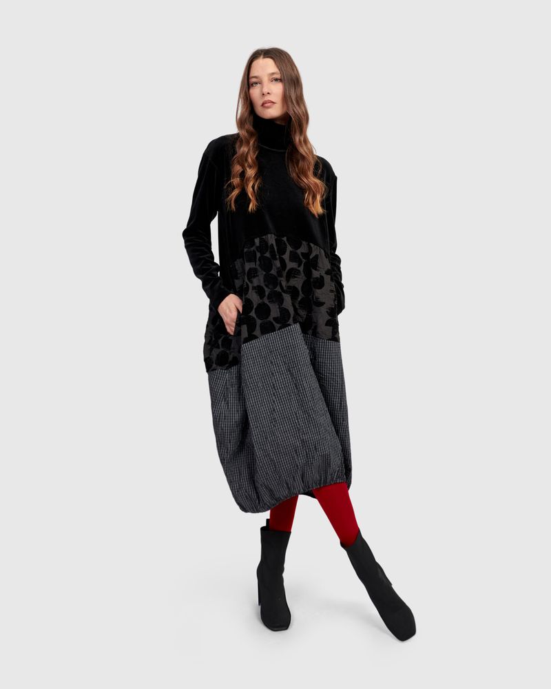 Alembika Velvet Mix Cowl Neck Bubble Dress - Image 4