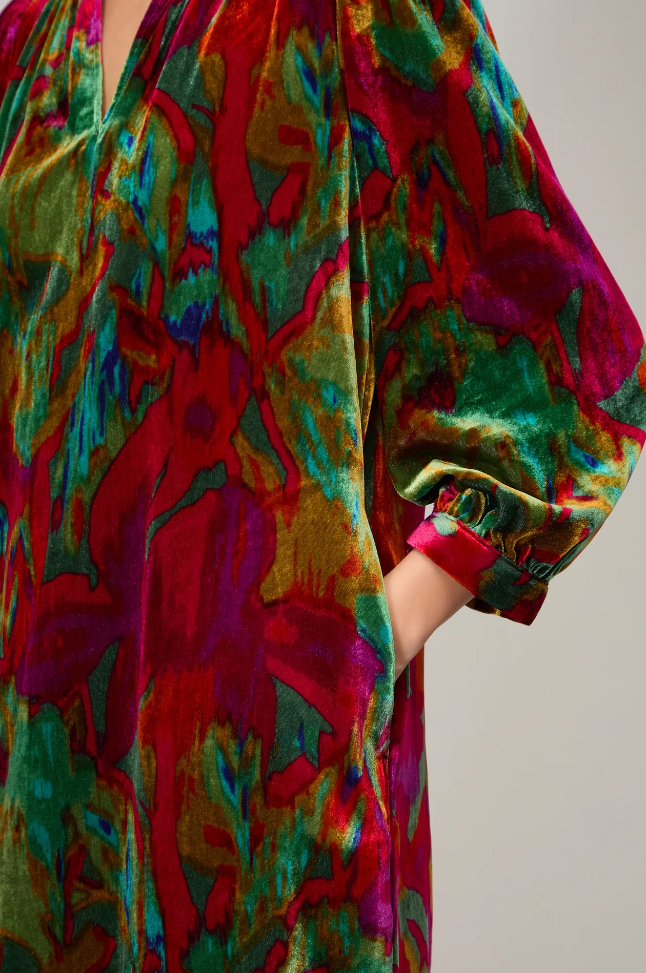 Sahara Velvet Blurred Botanicals Dress In Pink Multi - Image 5