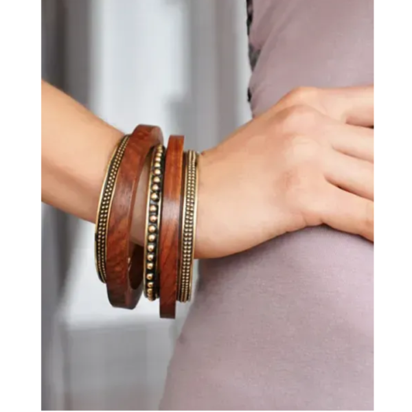 Indira Gold And Wood Bracelet Set