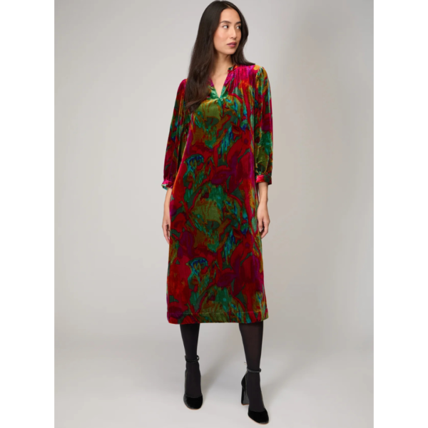 Sahara Velvet Blurred Botanicals Dress In Pink Multi