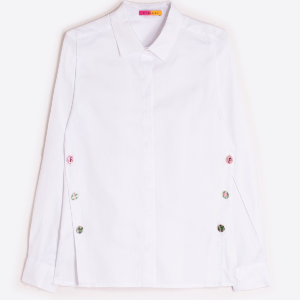 Vilagallo Striped Shirt In Blue And White With Fun Buttons